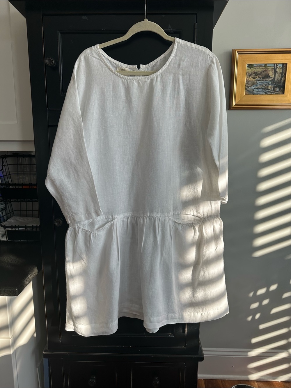 White Linen Peplum Tunic Dress